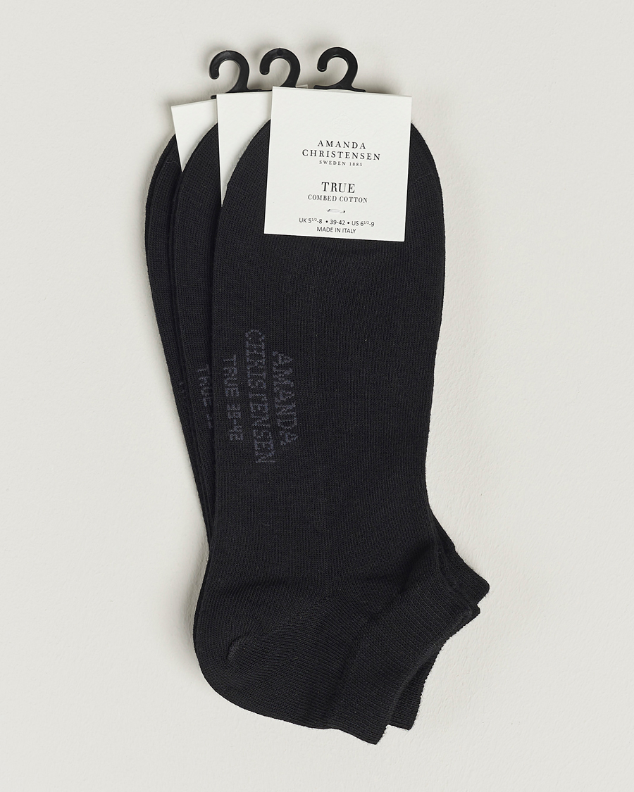 Mies |  | Amanda Christensen | 3-Pack True Cotton Sneaker Socks Black