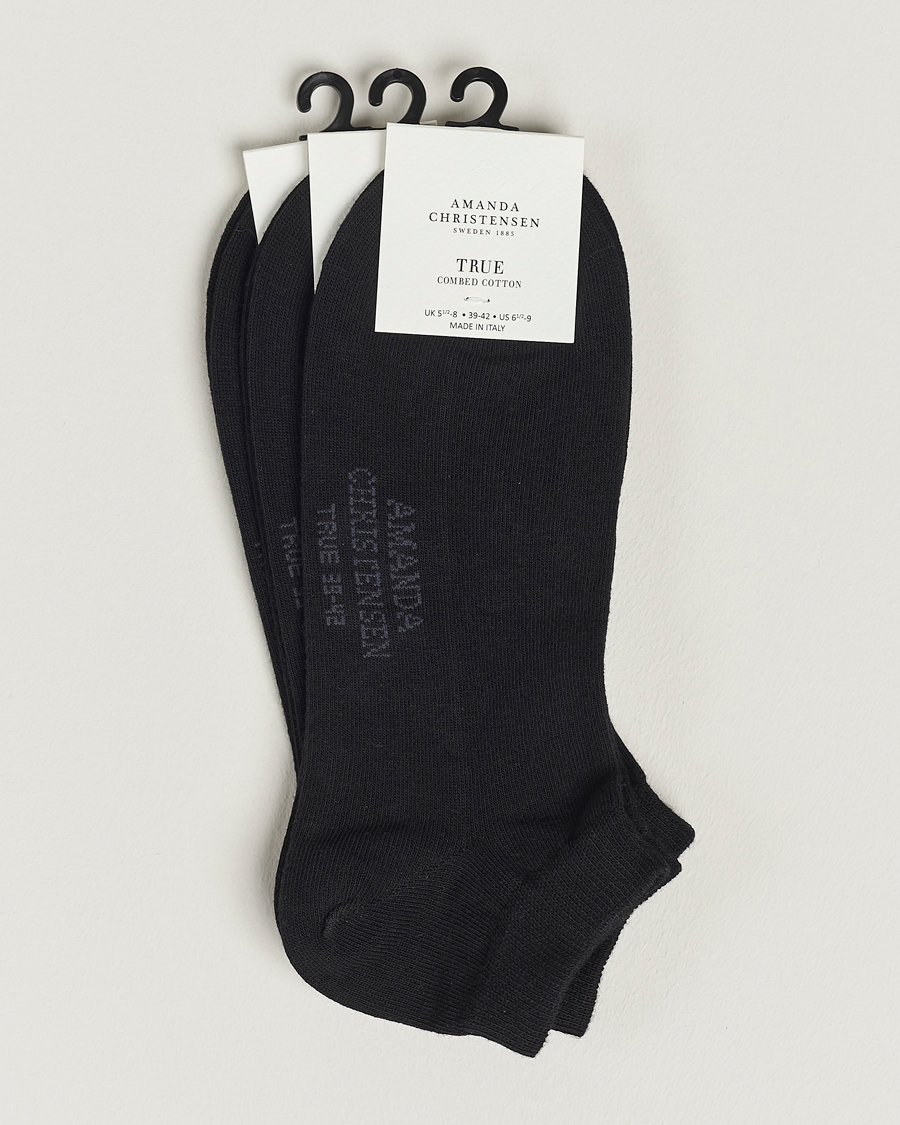 Mies | Alusvaatteet | Amanda Christensen | 3-Pack True Cotton Sneaker Socks Black