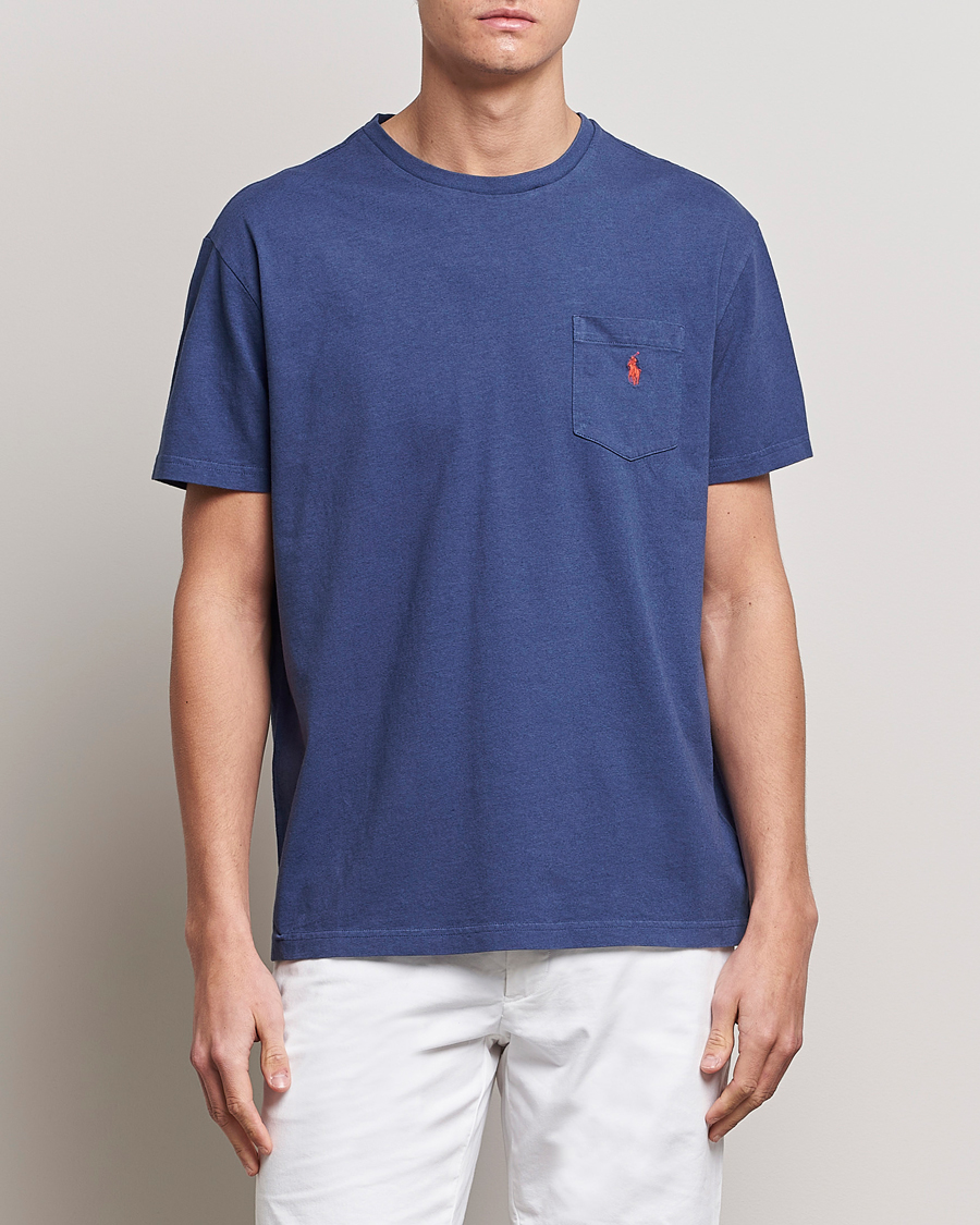 Mies |  | Polo Ralph Lauren | Cotton/Linen Crew Neck T-Shirt Boathouse Navy