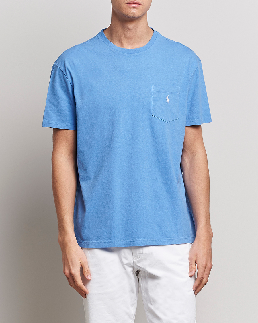 Mies |  | Polo Ralph Lauren | Cotton/Linen Crew Neck T-Shirt Summer Blue