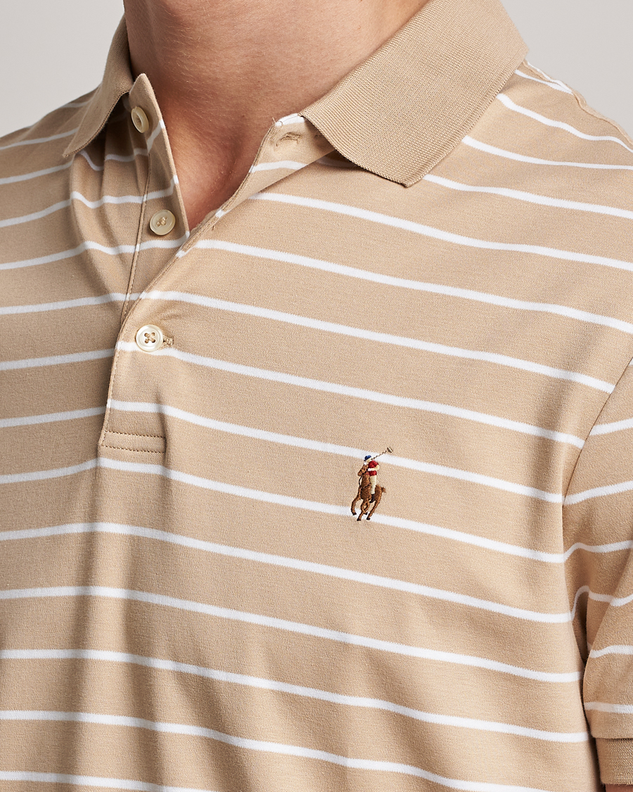 Mies | Pikeet | Polo Ralph Lauren | Luxury Pima Cotton Striped Polo Sand Dune/White