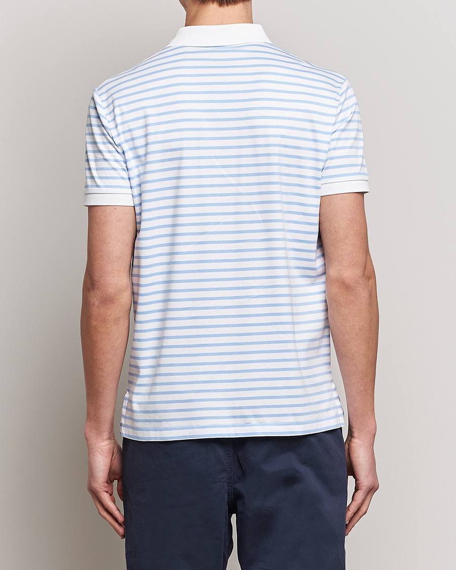 Mies | Pikeet | Polo Ralph Lauren | Luxury Pima Cotton Striped Polo White/Austin Blue
