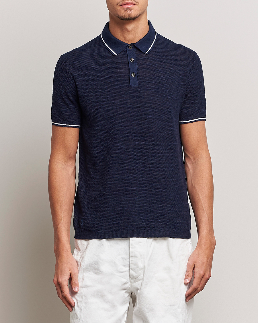 Mies | Pikeet | Polo Ralph Lauren | Cotton/Linen Textured Polo Bright Navy