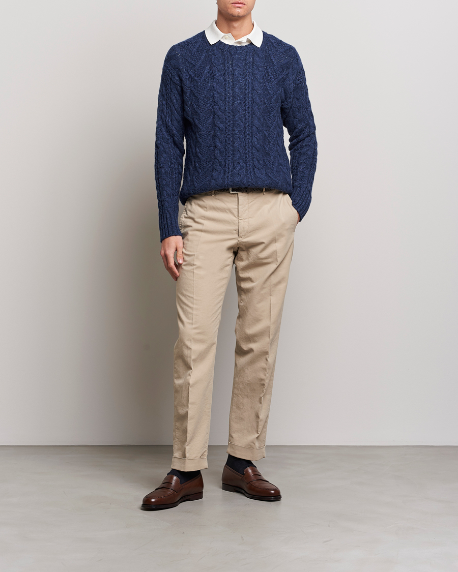 Mies | Puserot | Polo Ralph Lauren | Knitted Fishermen Sweater Mid Blue Heather