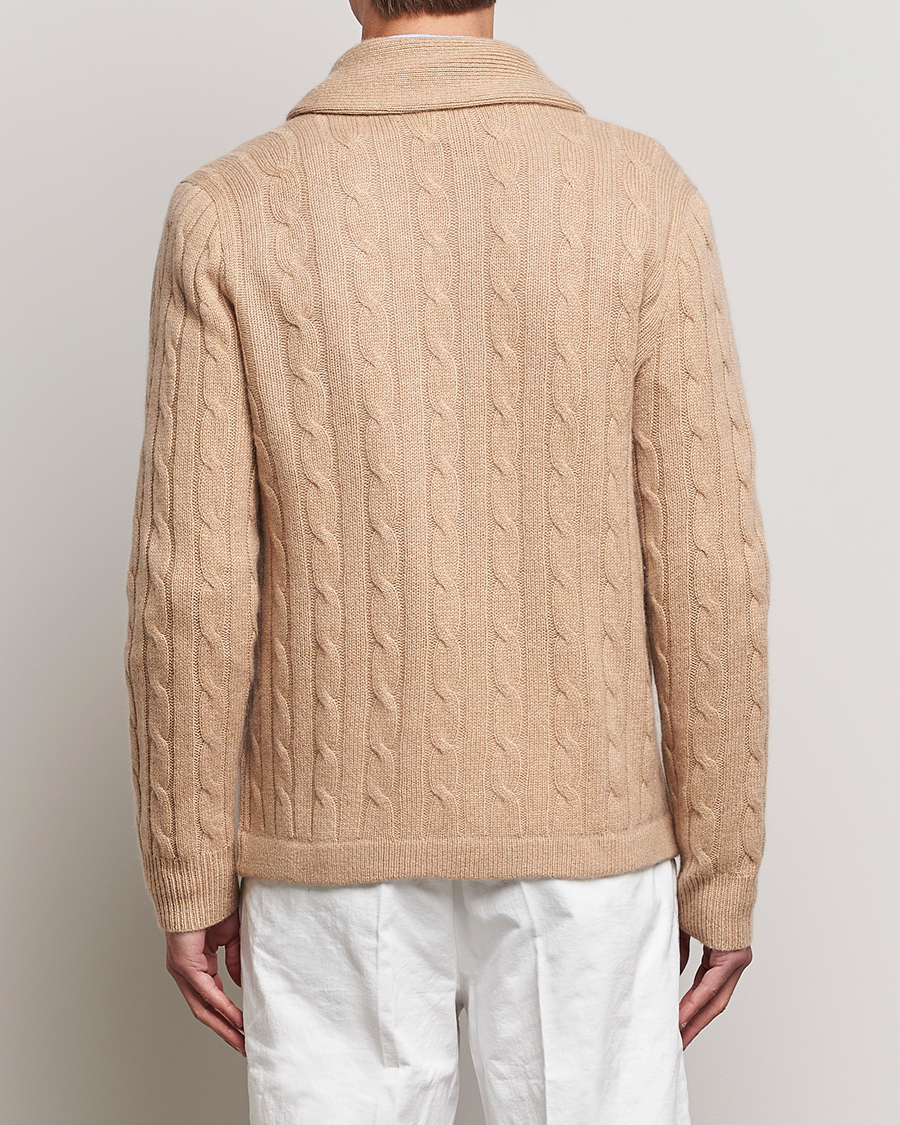 Mies | Puserot | Polo Ralph Lauren | Cashmere Cable Shawl Collar Cardigan Camel Melange