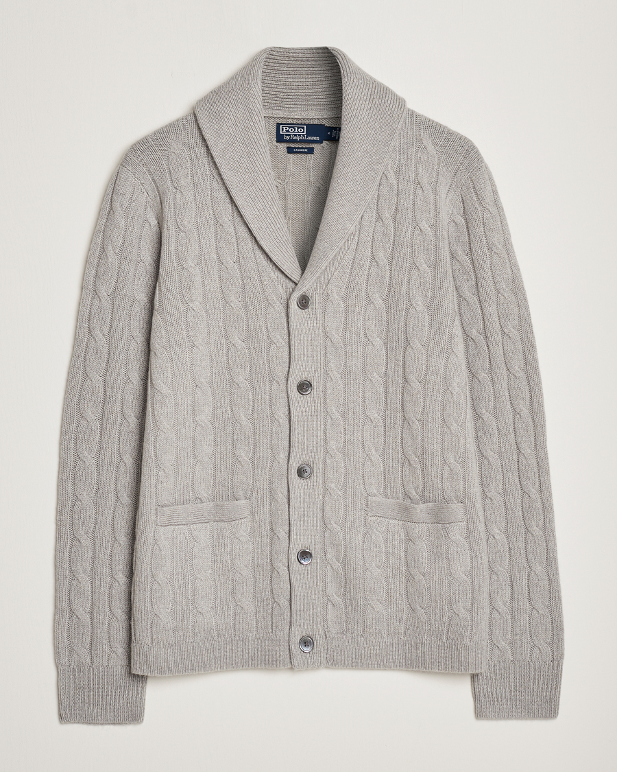 Mies | Puserot | Polo Ralph Lauren | Cashmere Cable Shawl Collar Cardigan Grey Heather