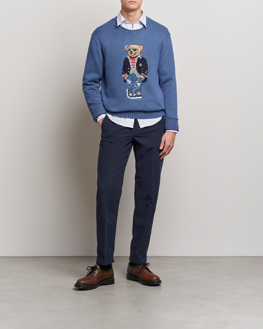 Mies | Puserot | Polo Ralph Lauren | Cotton Knitted Bear Sweater Blue Haven