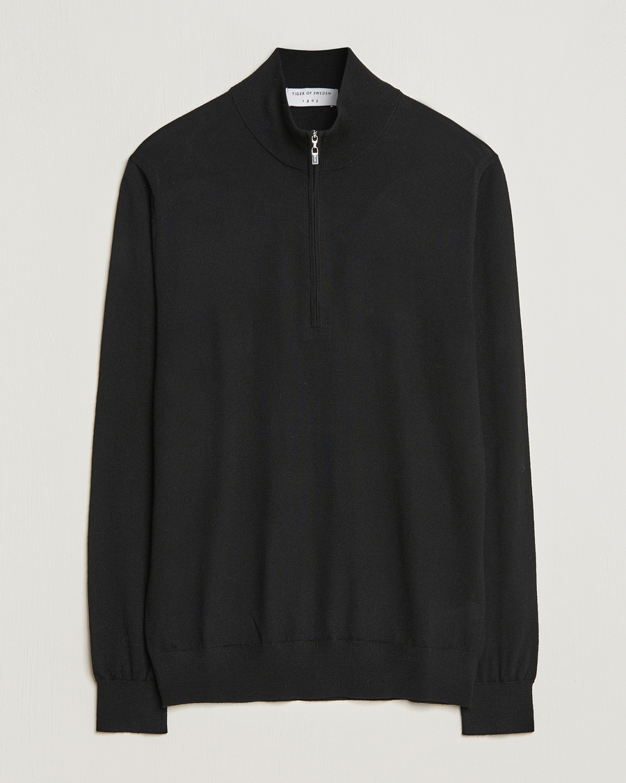 Mies | Puserot | Tiger of Sweden | Errol Merino Half Zip Black