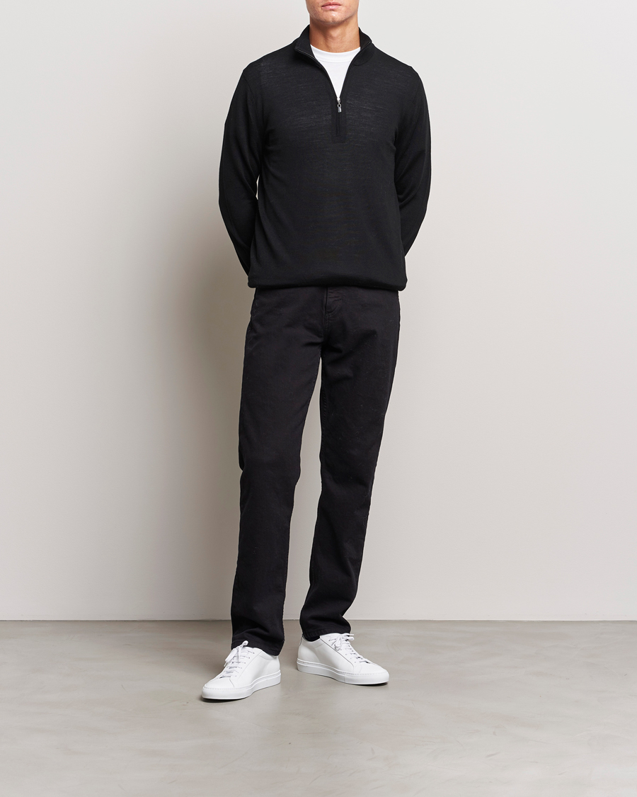 Mies | Puserot | Tiger of Sweden | Errol Merino Half Zip Black
