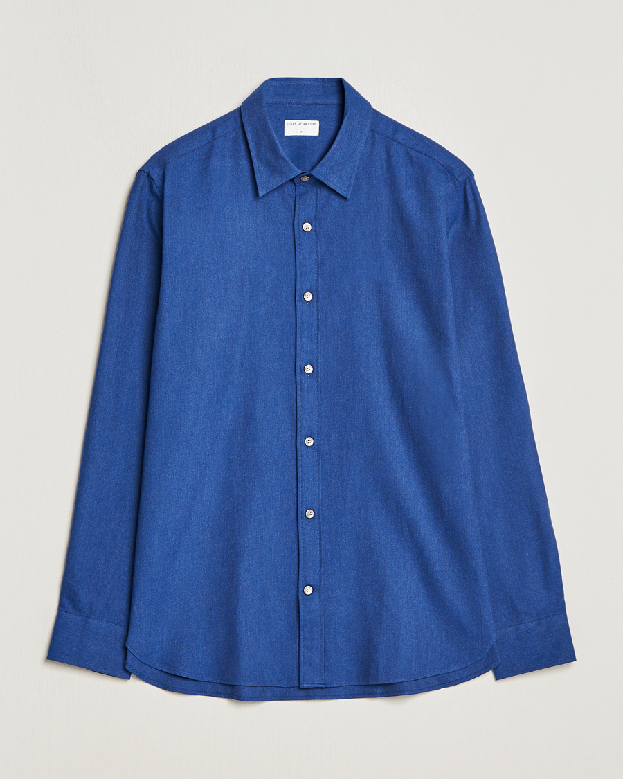 Mies | Oxford-paidat | Tiger of Sweden | Benjamin Flannel Shirt  Blue Melange