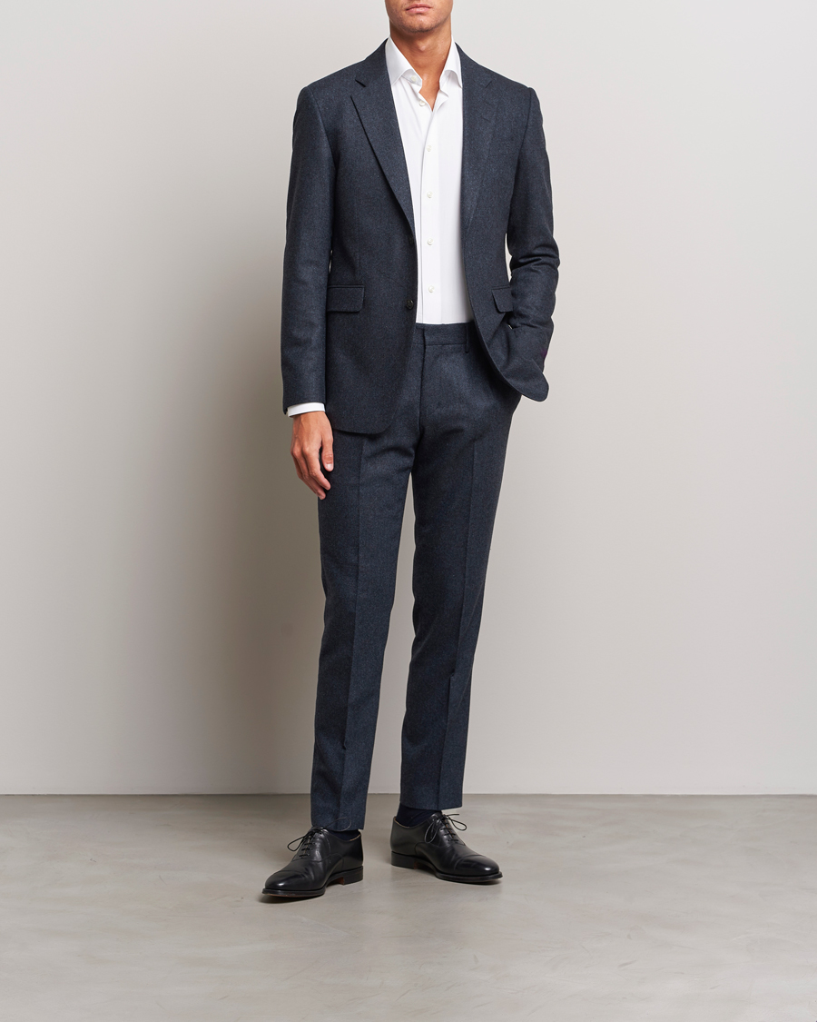Mies | Housut | Tiger of Sweden | Tenutas Brushed Wool Trousers Midnight Blue