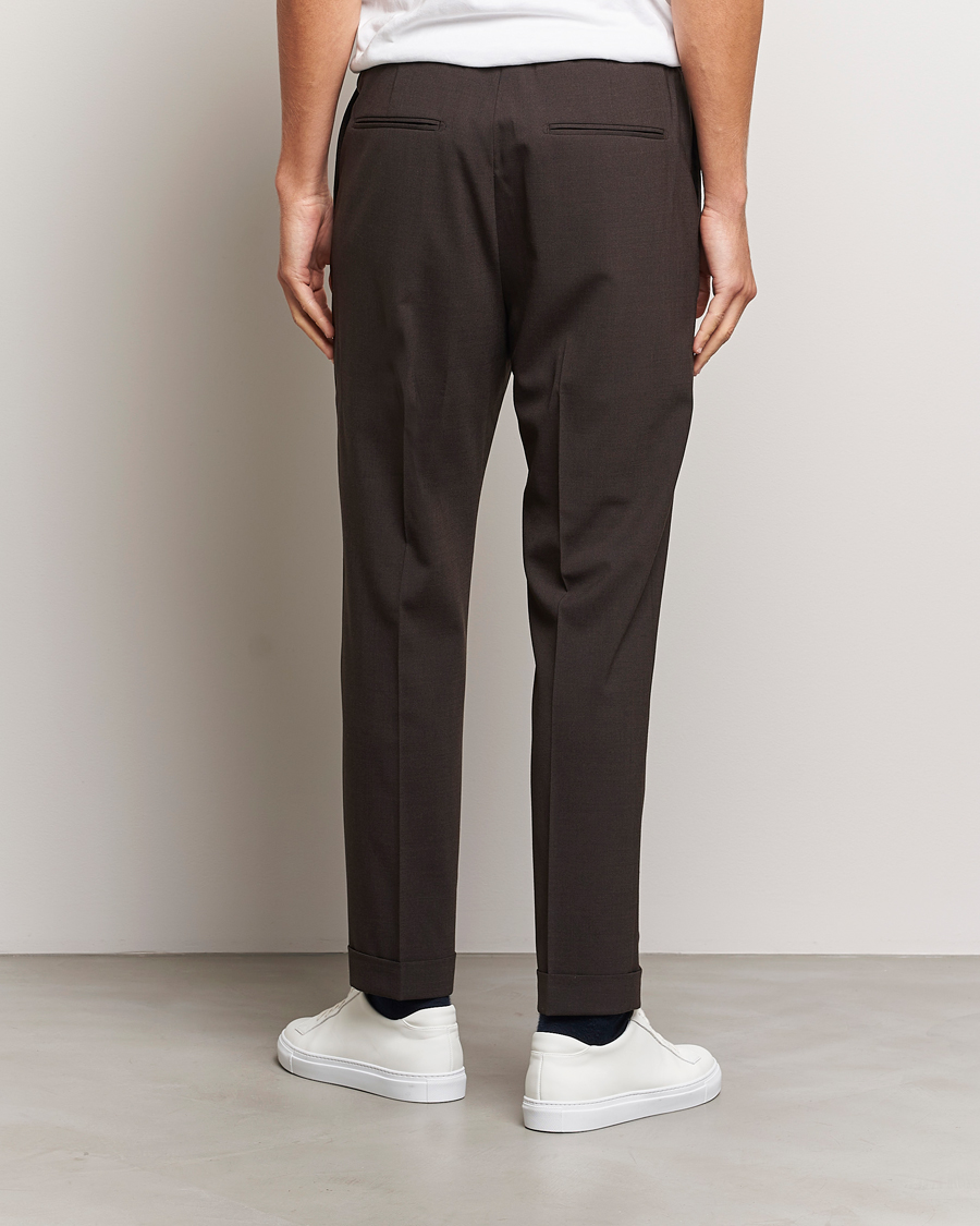 Mies | Housut | Tiger of Sweden | Taven Drawstring Wool Trousers Coffee