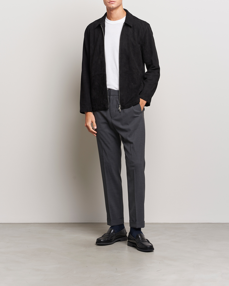 Mies | Housut | Tiger of Sweden | Taven Drawstring Wool Trousers Dark Grey Melange