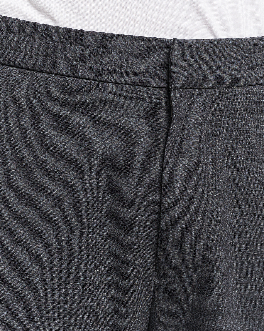 Mies | Housut | Tiger of Sweden | Taven Drawstring Wool Trousers Dark Grey Melange
