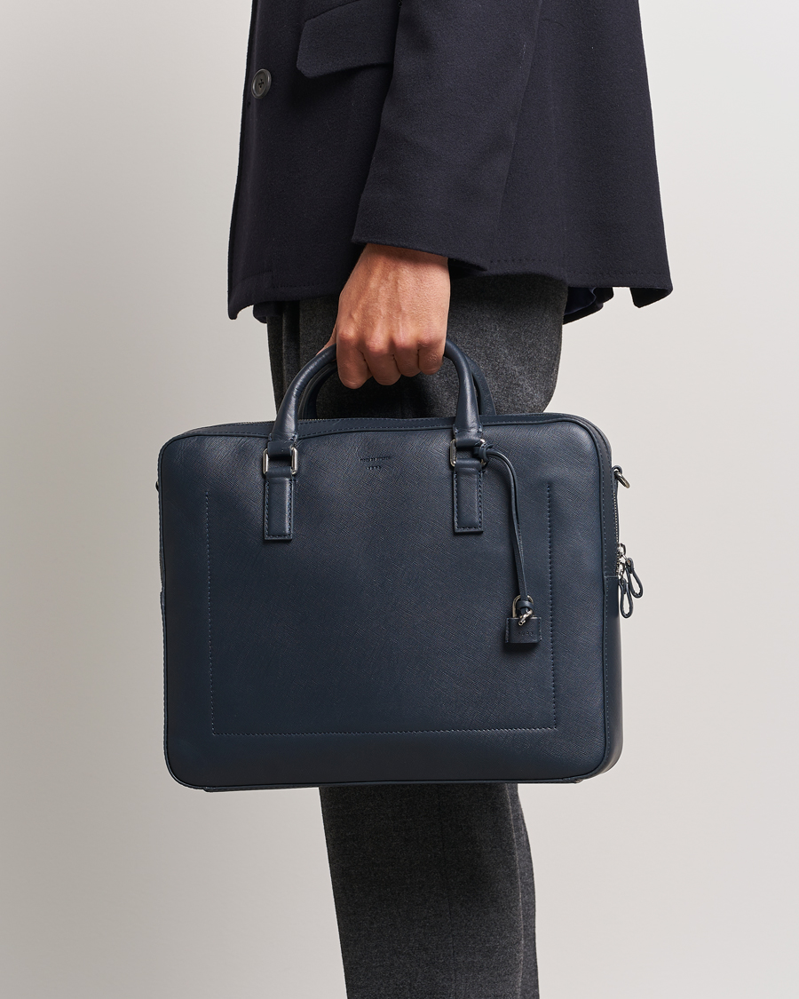 Mies | Salkut | Tiger of Sweden | Bowe Leather Briefcase Midnight Blue