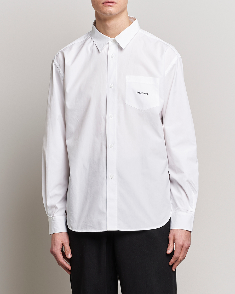 Mies | Palmes | Palmes | Daryl Long Sleeve Poplin Shirt White