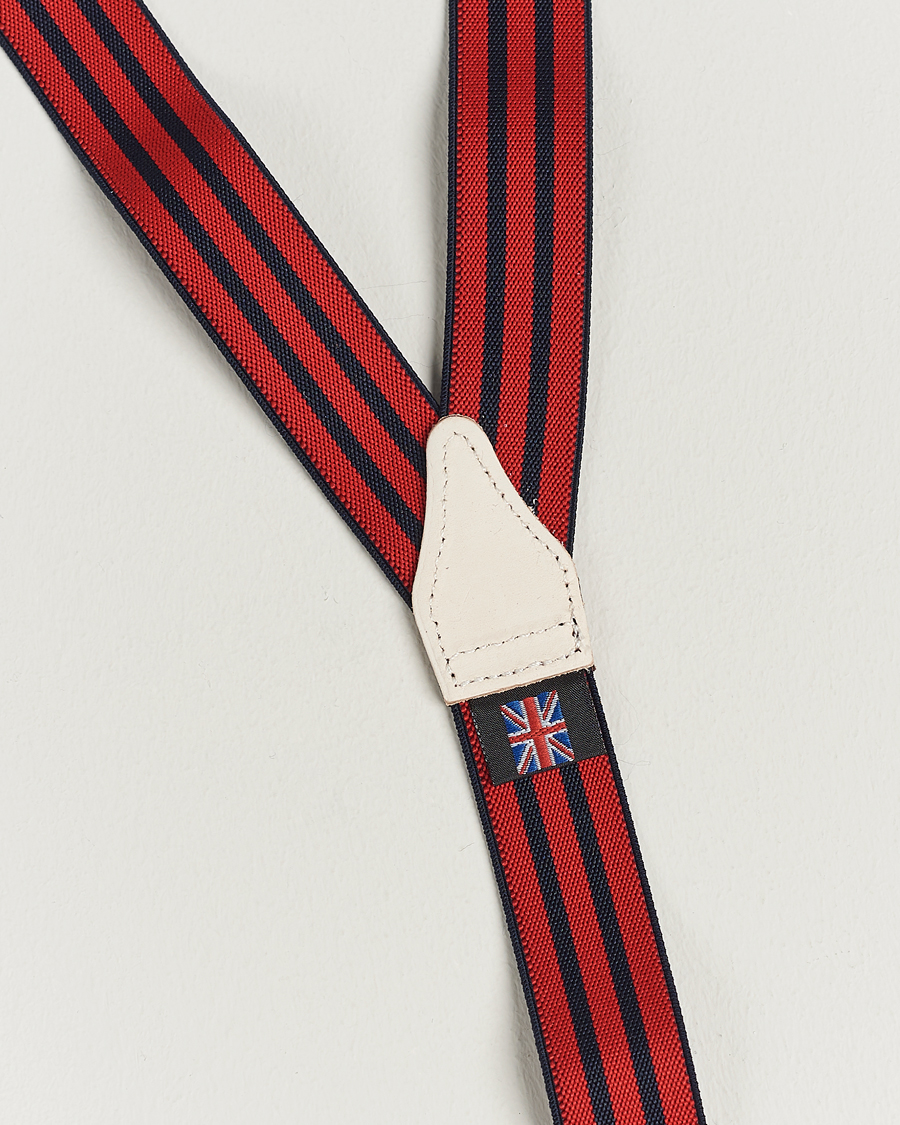 Mies | Best of British | Albert Thurston | Elastic Narrow Stripe Braces 25mm Navy/Red