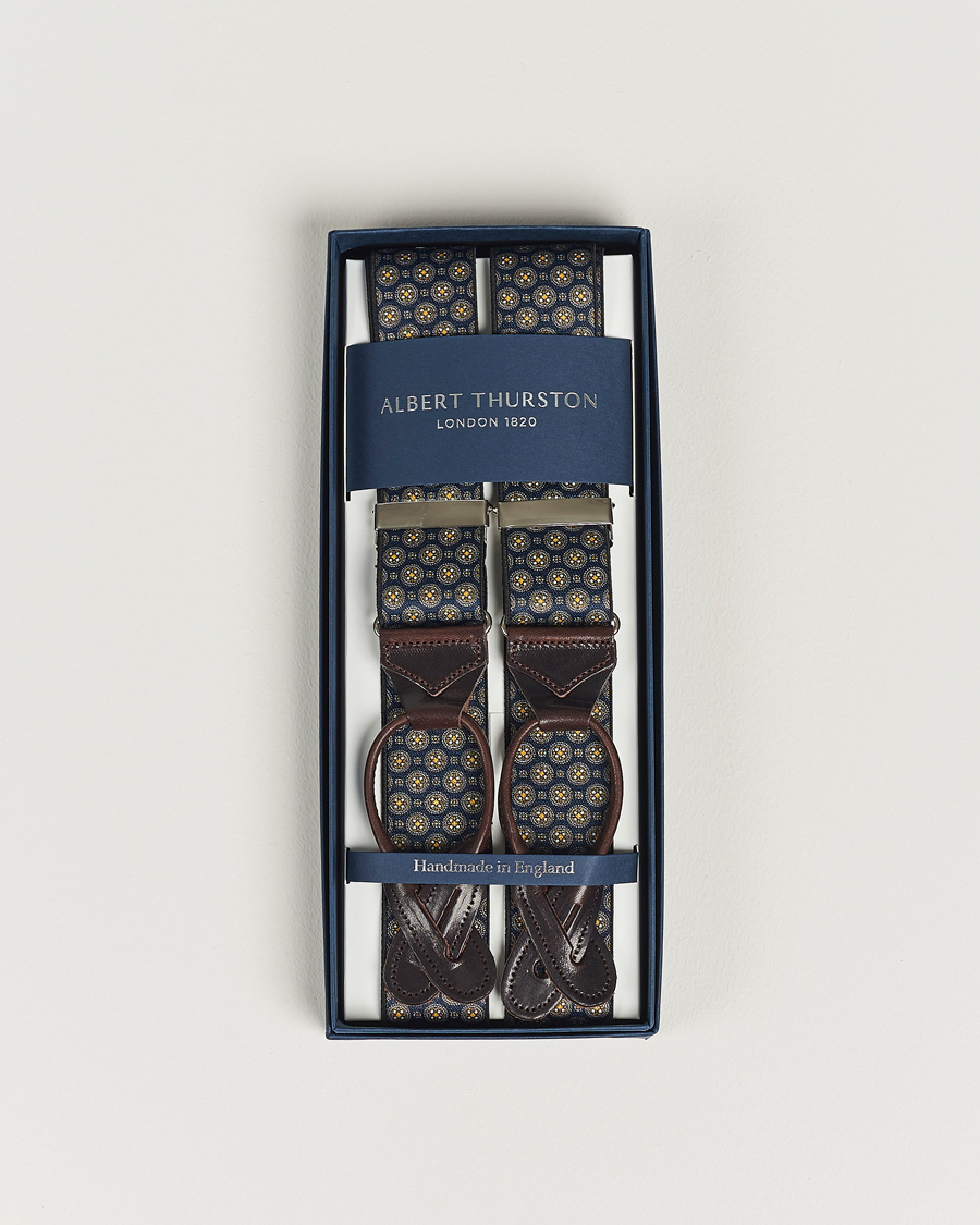 Mies | Henkselit | Albert Thurston | Elastic Medallion Printed Braces 35mm Blue