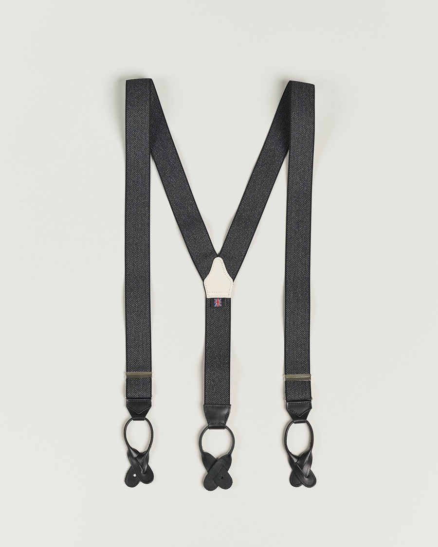 Mies | Albert Thurston Elastic Herringbone Braces 35mm Grey | Albert Thurston | Elastic Herringbone Braces 35mm Grey