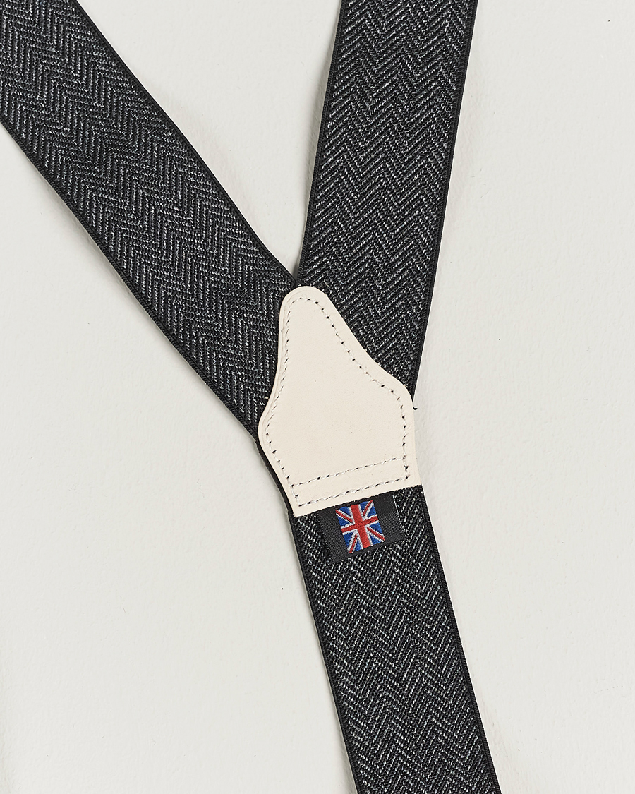 Mies | Albert Thurston Elastic Herringbone Braces 35mm Grey | Albert Thurston | Elastic Herringbone Braces 35mm Grey