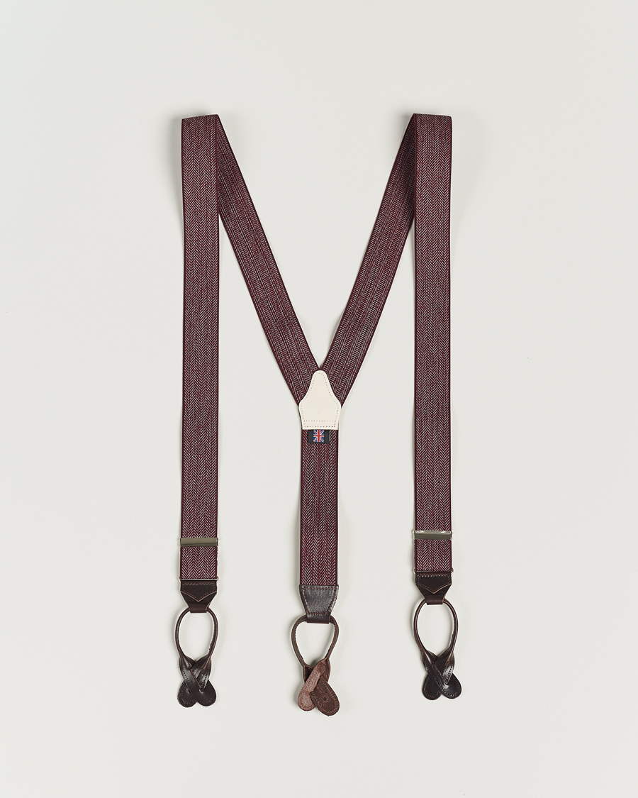 Mies | Albert Thurston Elastic Herringbone Braces 35mm Wine | Albert Thurston | Elastic Herringbone Braces 35mm Wine