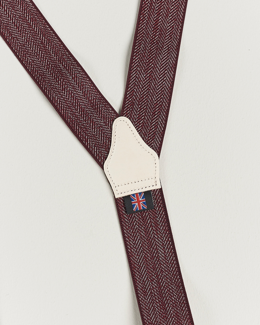 Mies | Albert Thurston Elastic Herringbone Braces 35mm Wine | Albert Thurston | Elastic Herringbone Braces 35mm Wine
