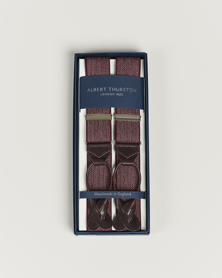 Mies | Albert Thurston Elastic Herringbone Braces 35mm Wine | Albert Thurston | Elastic Herringbone Braces 35mm Wine