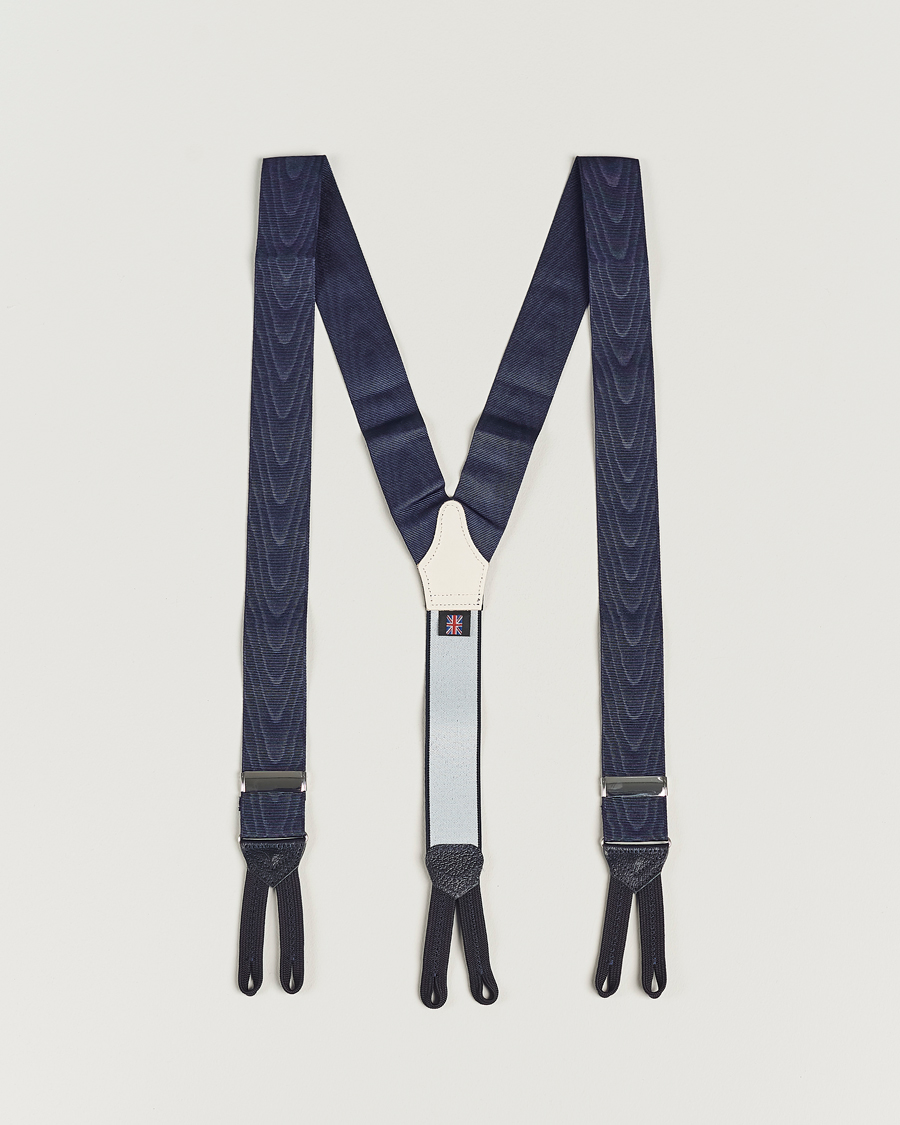 Mies | Albert Thurston Moiré Braces 40mm Navy | Albert Thurston | Moiré Braces 40mm Navy