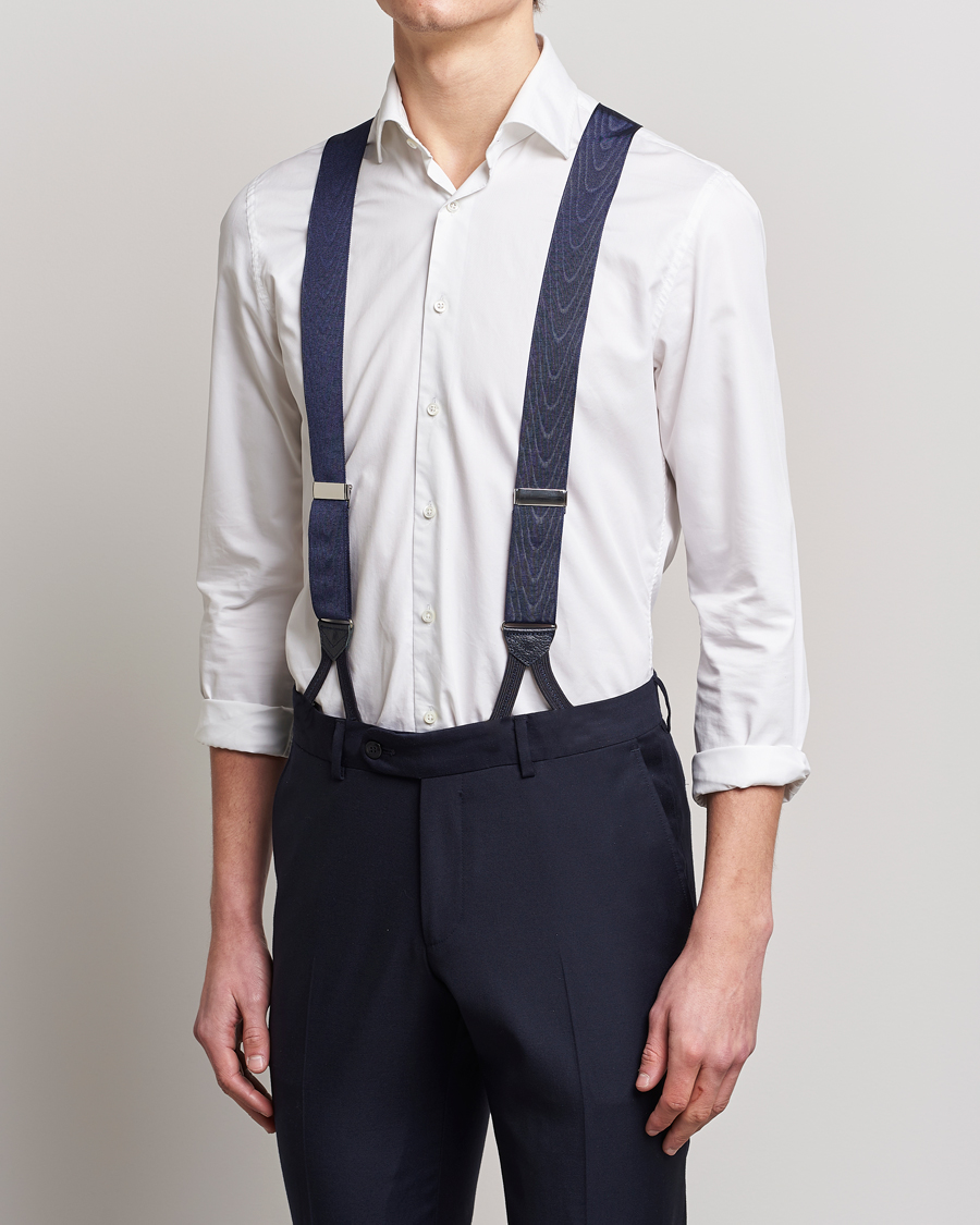 Mies | Albert Thurston Moiré Braces 40mm Navy | Albert Thurston | Moiré Braces 40mm Navy