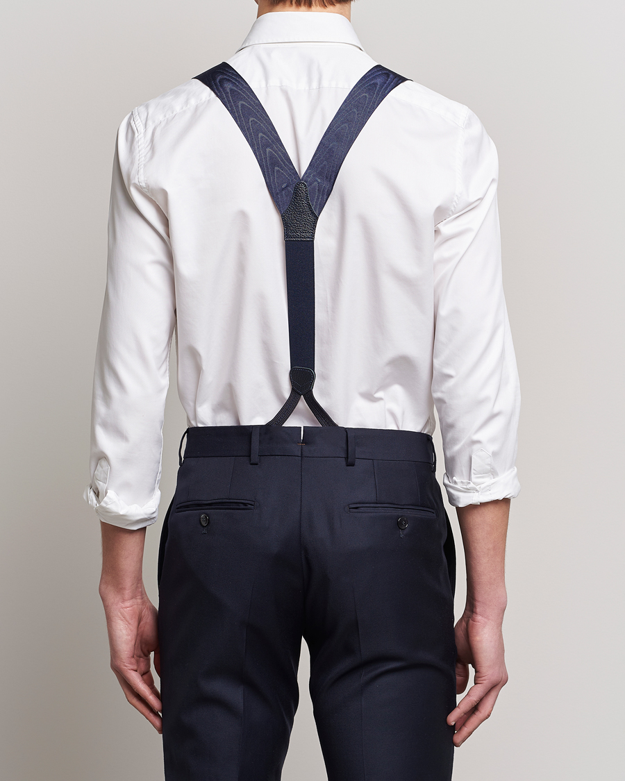 Mies | Albert Thurston Moiré Braces 40mm Navy | Albert Thurston | Moiré Braces 40mm Navy