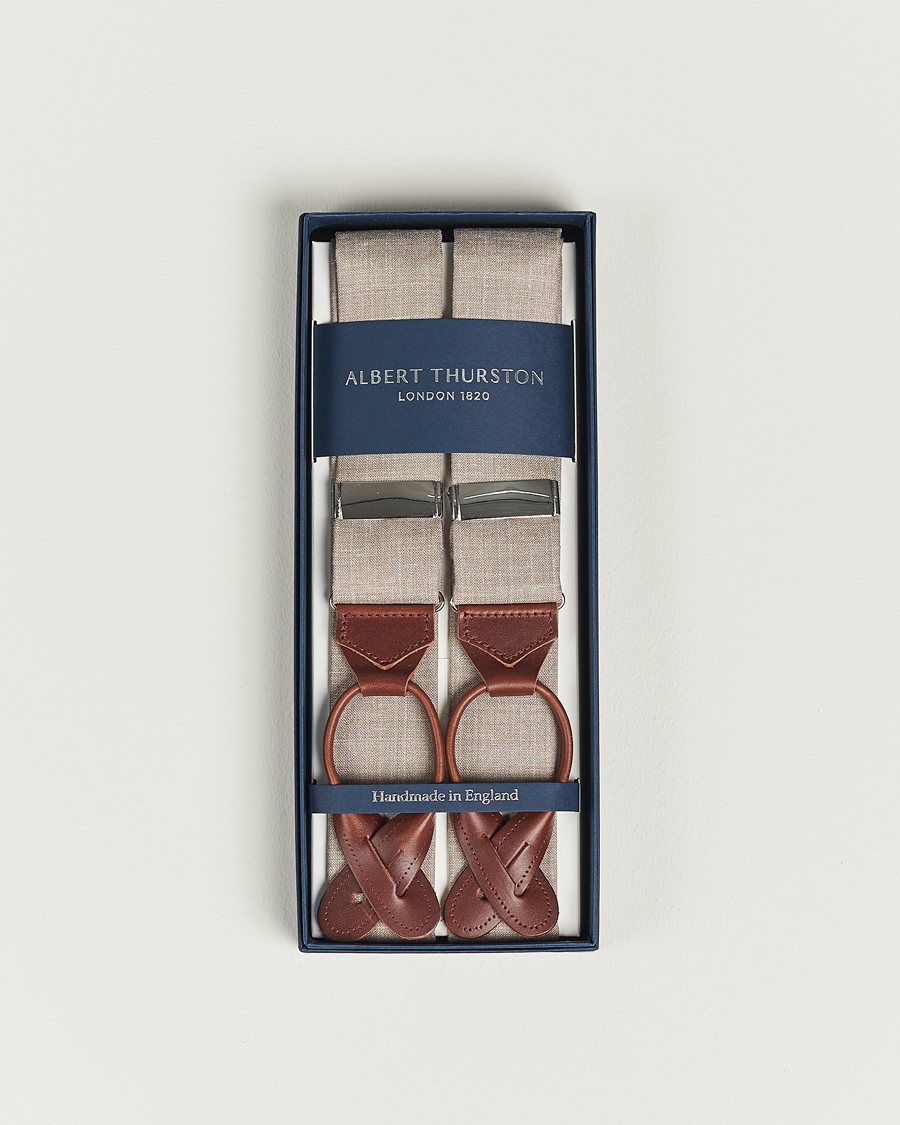 Mies | Albert Thurston Linen Braces Beige | Albert Thurston | Linen Braces Beige