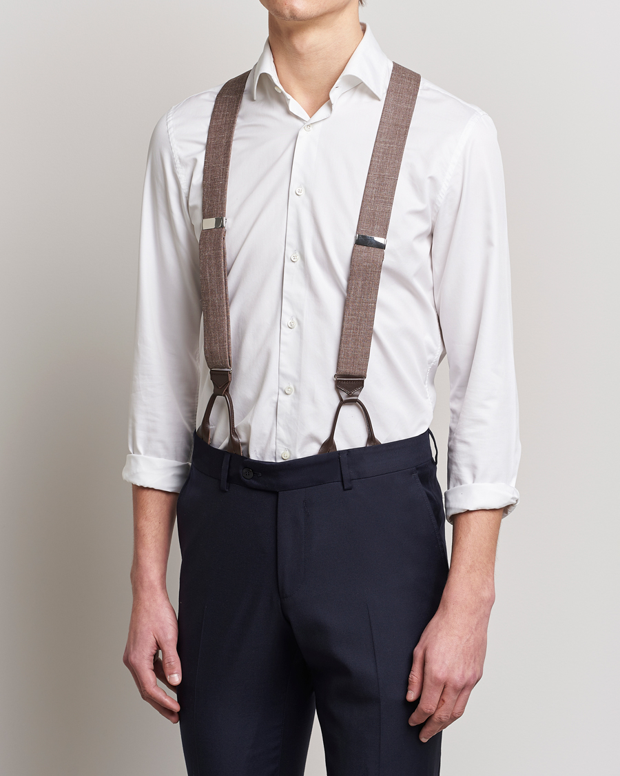 Mies | Albert Thurston Linen Braces Brown | Albert Thurston | Linen Braces Brown