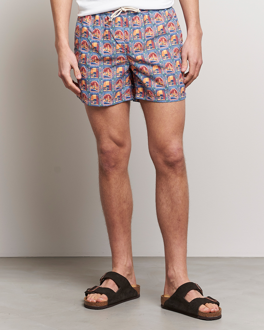 Mies | Uimahousut | Ripa Ripa | Printed Swimshorts Orange/Light Blue