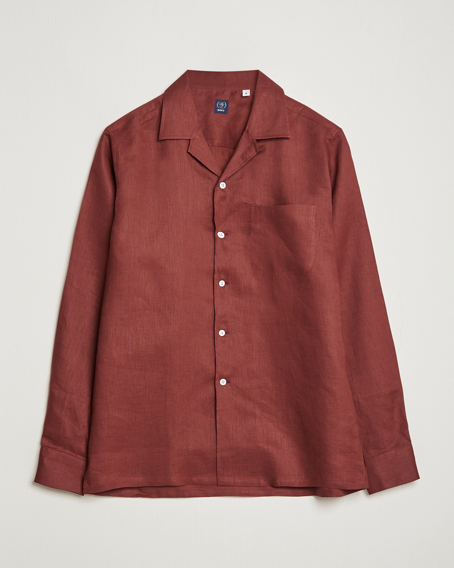 Mies | Kauluspaidat | Beams F | Relaxed Linen Shirt Brick