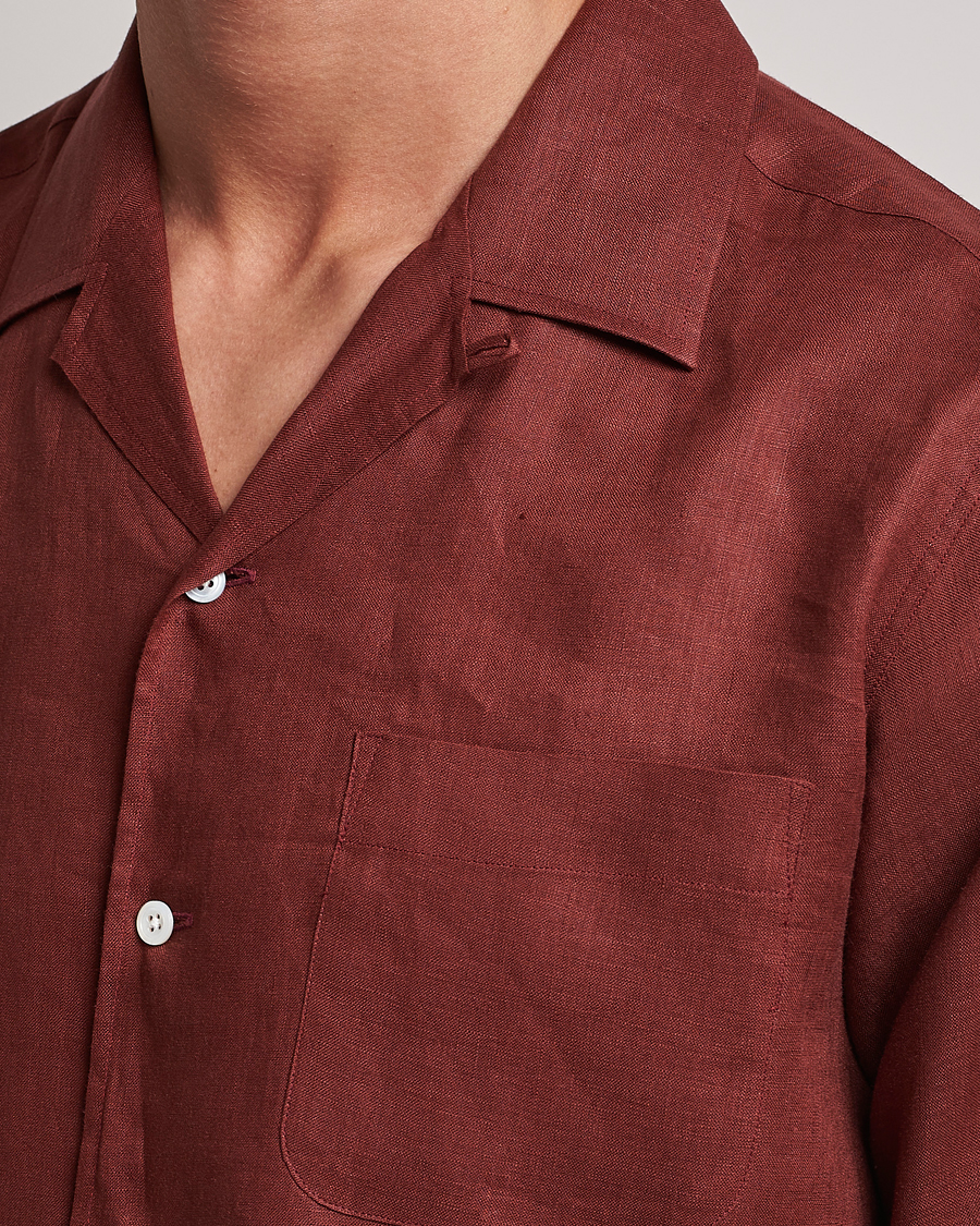 Mies | Kauluspaidat | Beams F | Relaxed Linen Shirt Brick