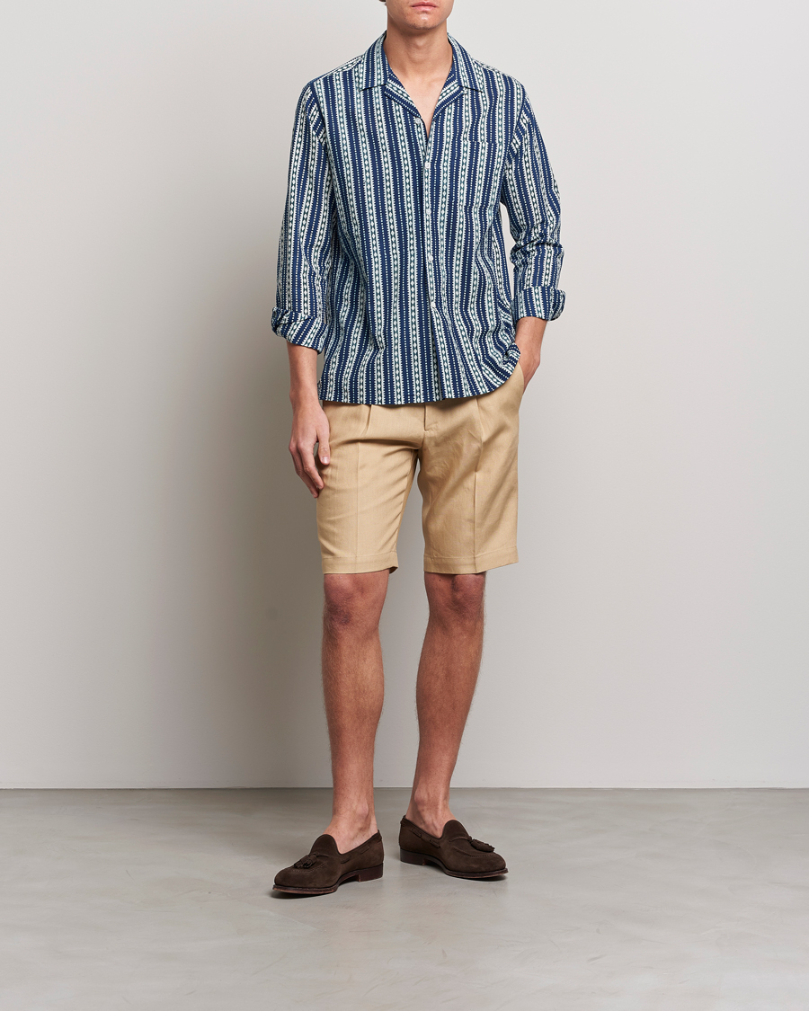 Mies | Shortsit | Beams F | Pleated Linen Shorts Khaki