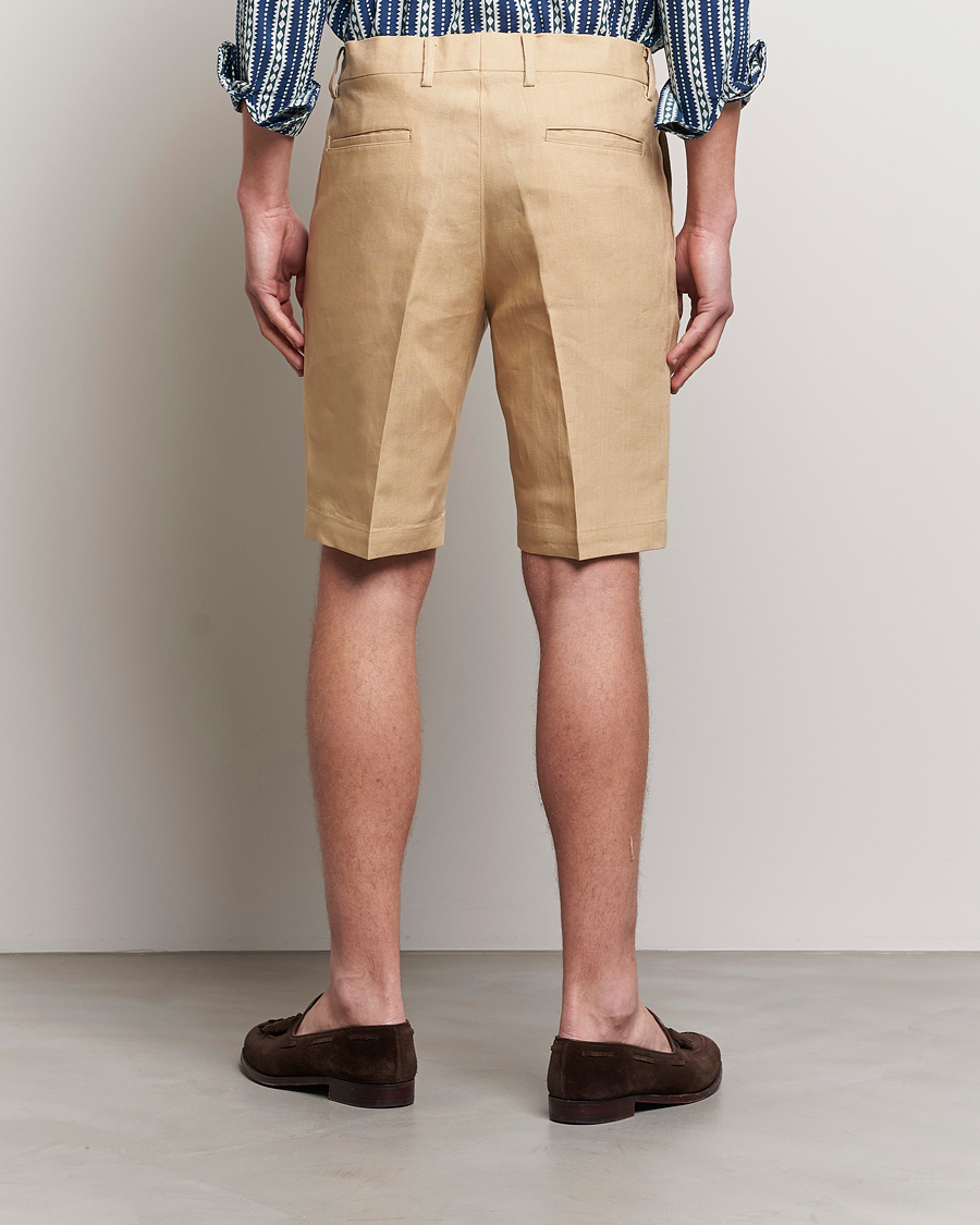 Mies | Shortsit | Beams F | Pleated Linen Shorts Khaki
