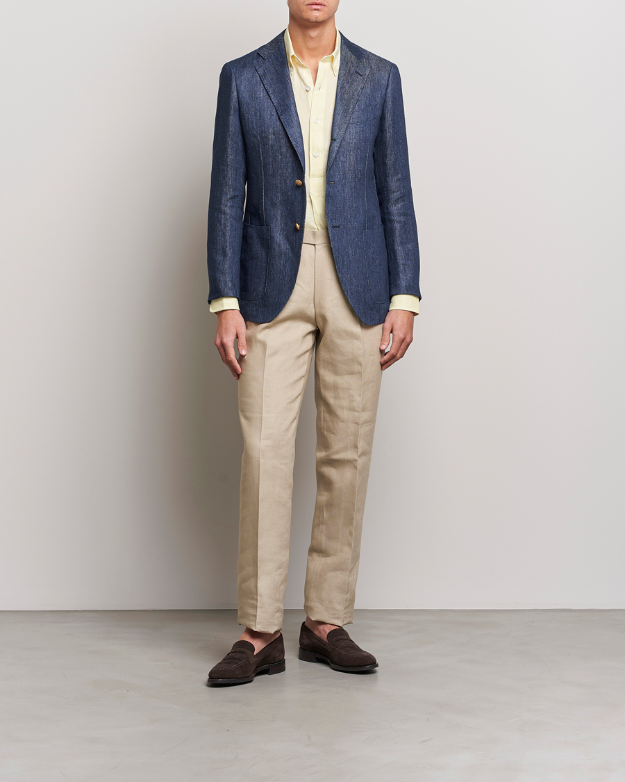 Mies | Pikkutakit | Beams F | Patch Pocket Linen Blazer Indigo