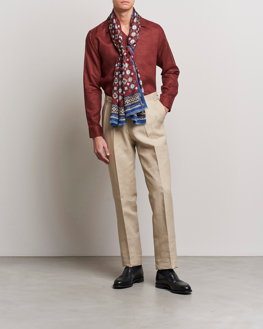 Mies | Housut | Beams F | Pleated Linen Trousers Beige