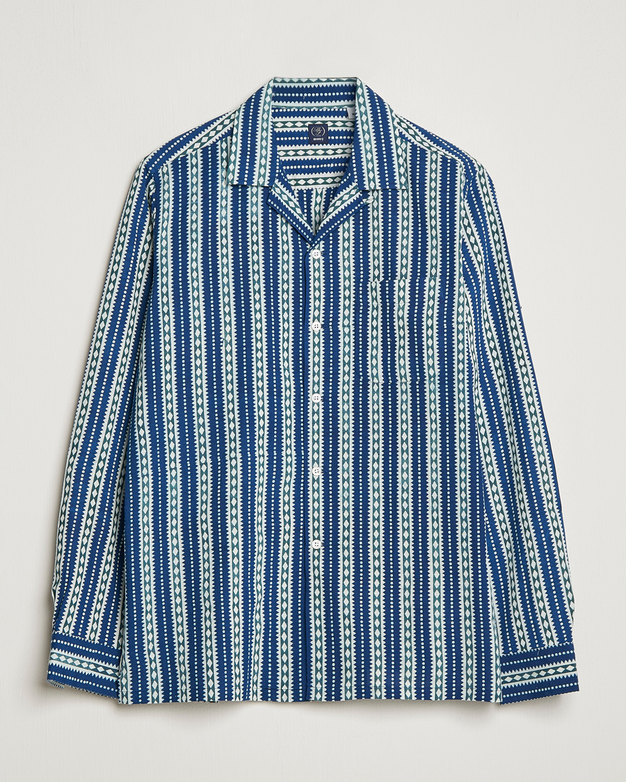 Mies | Kauluspaidat | Beams F | Relaxed Cotton Shirt Blue Stripes