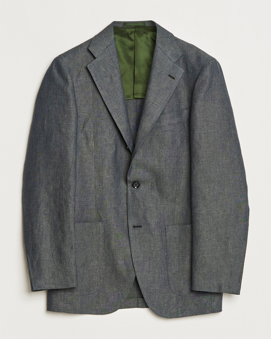 Mies | Pikkutakit | Beams F | Patch Pocket Linen Blazer Petroleum Blue