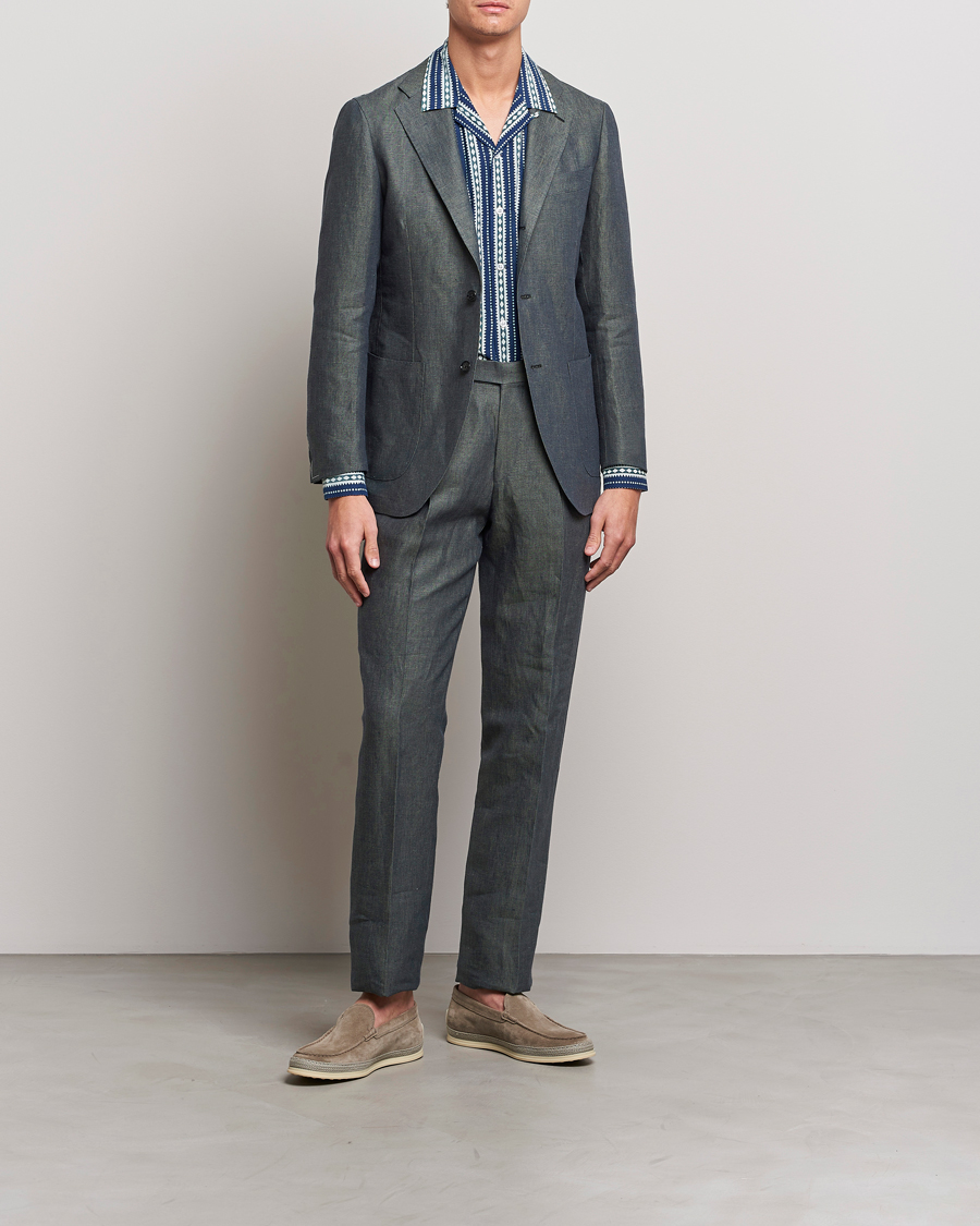 Mies | Pikkutakit | Beams F | Patch Pocket Linen Blazer Petroleum Blue