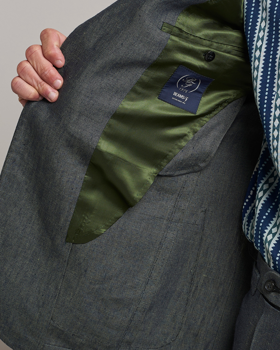 Mies | Pikkutakit | Beams F | Patch Pocket Linen Blazer Petroleum Blue