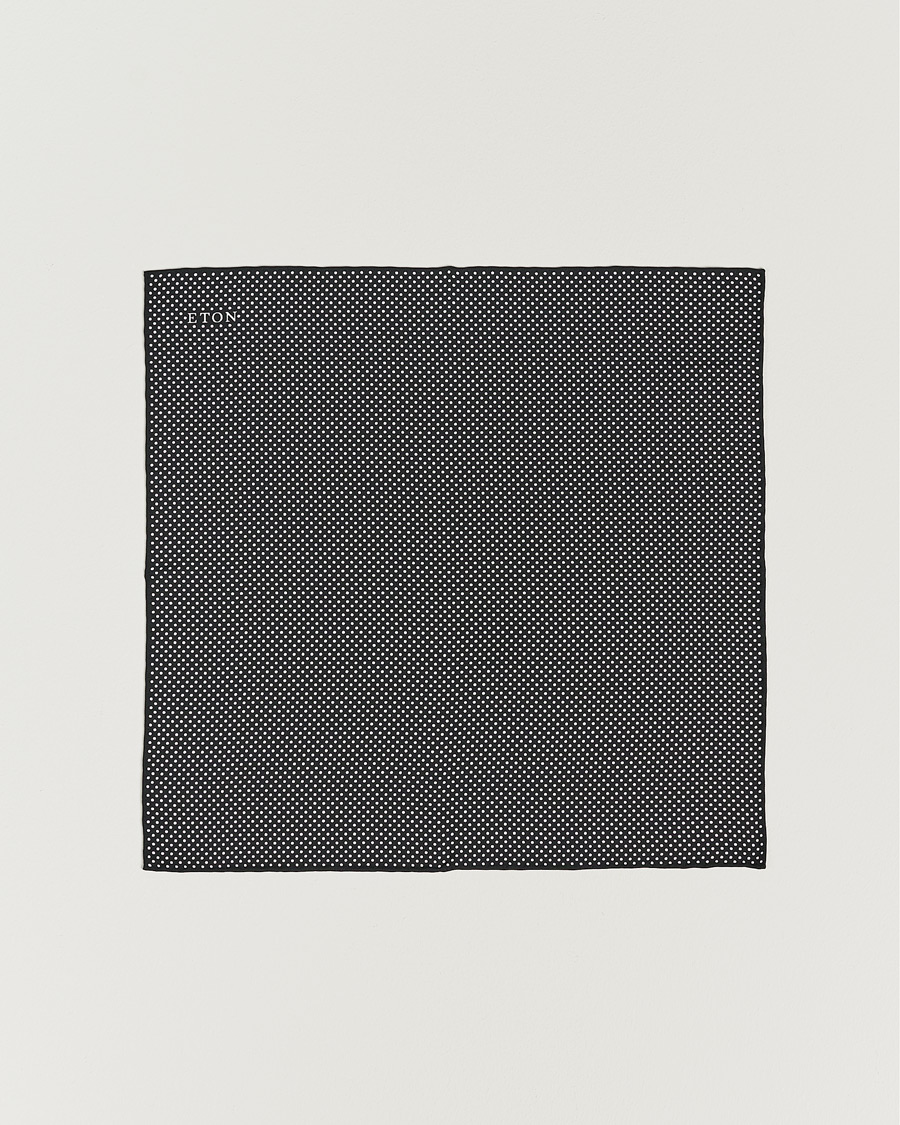 Mies |  | Eton | Silk Polka Dot Pocket Square Black
