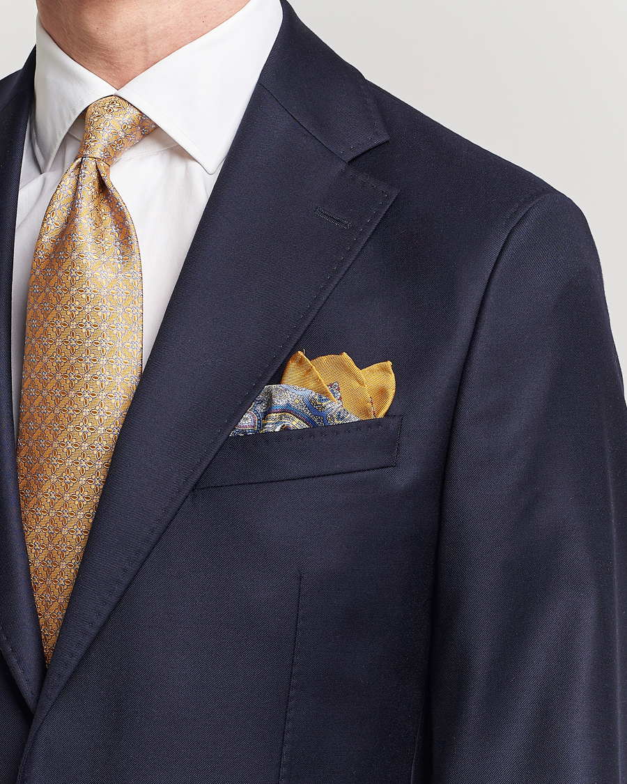 Mies | Taskuliinat | Eton | Silk Paisley Print Pocket Square Yellow