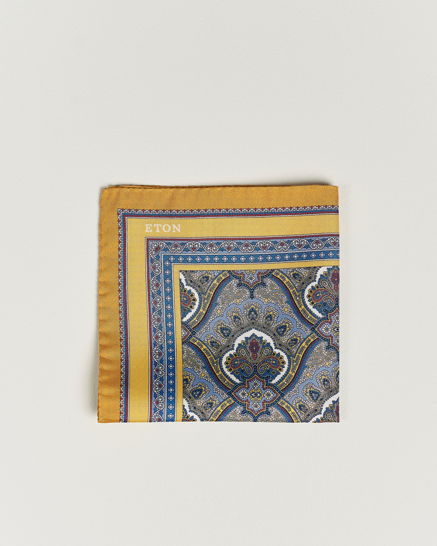 Mies | Taskuliinat | Eton | Silk Paisley Print Pocket Square Yellow