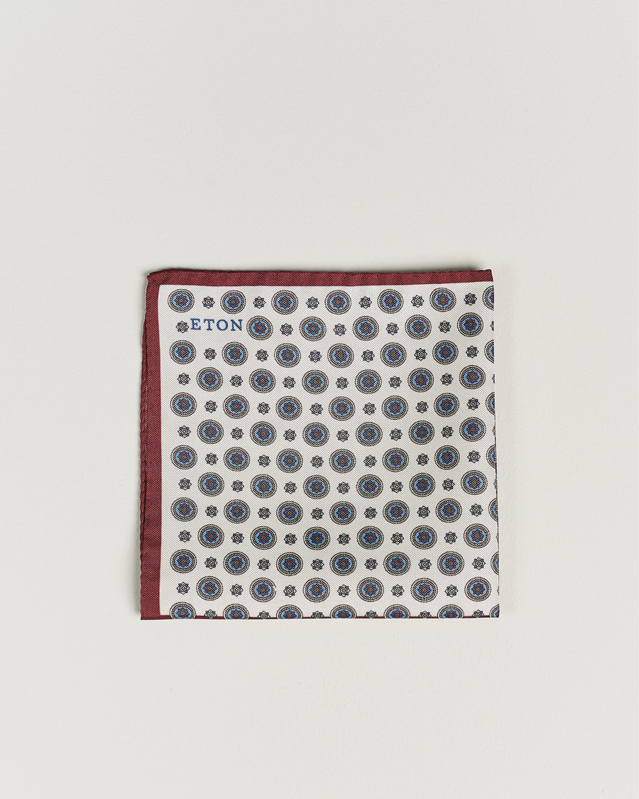 Mies | Taskuliinat | Eton | Silk Four Faced Medallion Pocket Square White Multi