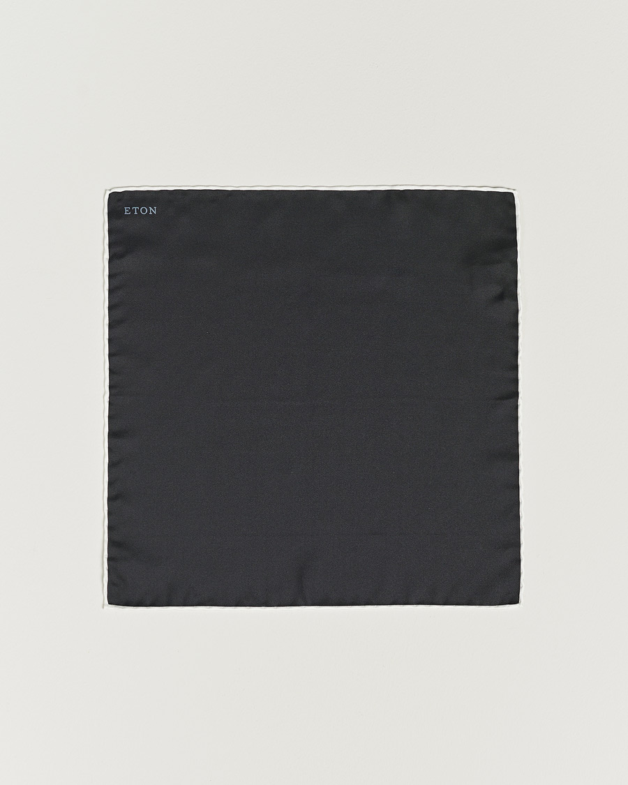 Mies | Eton Silk Pocket Square Black | Eton | Silk Pocket Square Black