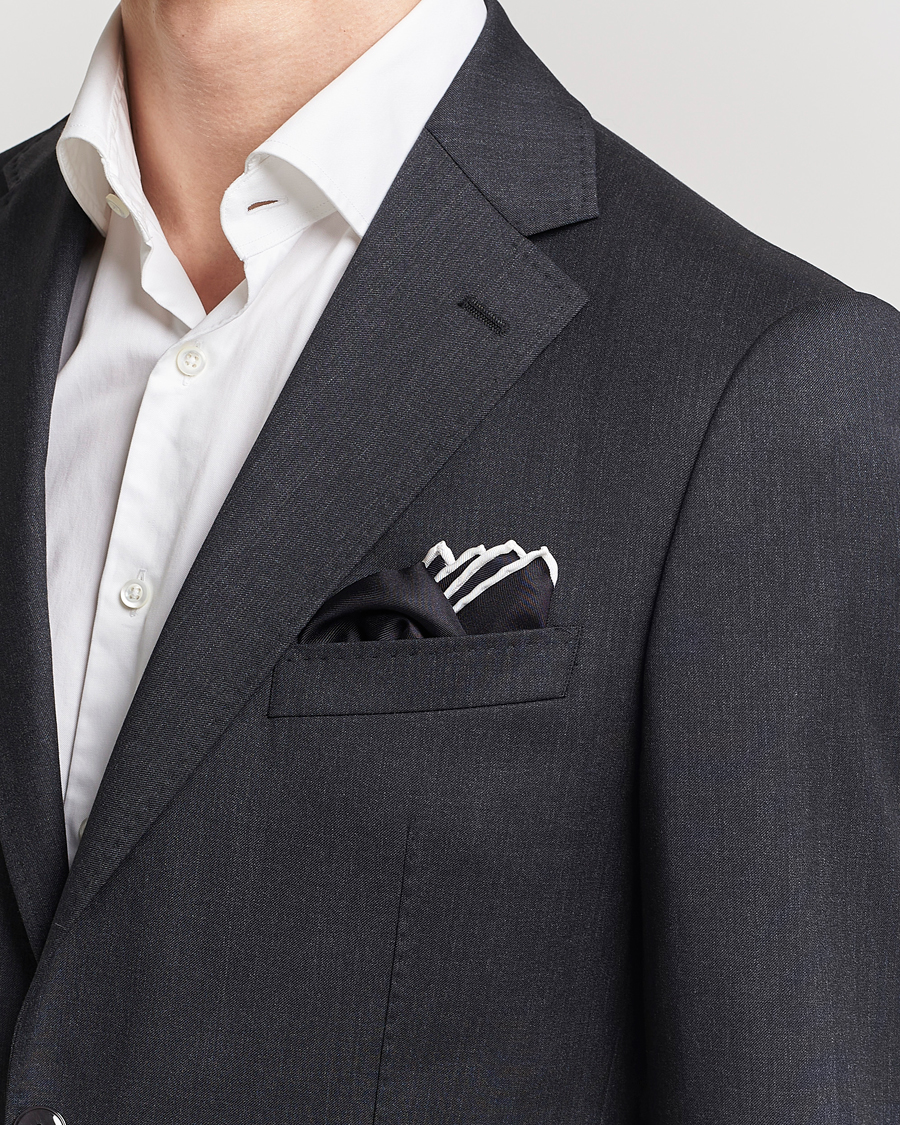 Mies | Eton Silk Pocket Square Black | Eton | Silk Pocket Square Black