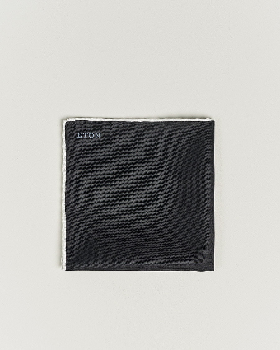 Mies | Eton Silk Pocket Square Black | Eton | Silk Pocket Square Black